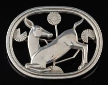A silver deer brooch by Georg Jensen,: design no.