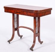 A Regency mahogany and ebony strung card table, circa 1815,