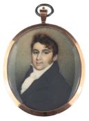 English School Circa1810- A miniature portrait of a gentleman,