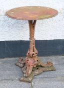 A Victorian cast iron garden or conservatory table, last quarter 19th century,