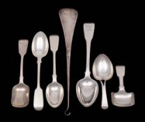A George IV silver caddy spoon, maker IT, London, 1820: with heart-shaped bowl,