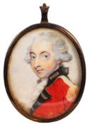 Circle of Nathaniel Plimer [1757-1822]- A miniature portrait of an officer said to be Lorenzo Moore,