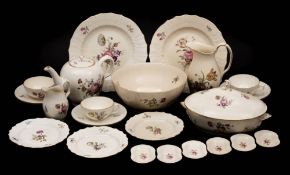 A Royal Copenhagen 'Frijsenborg' pattern porcelain dinner and tea service: decorated overall with
