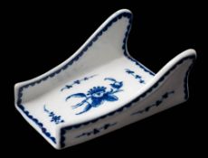 A Liverpool [Pennington's] blue and white asparagus server: painted with a floral spray and sprigs