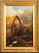 Attributed to Holland Birbeck [19/20th Century]- Chagford Mill,:- oil on canvas, 59 x 40cm.