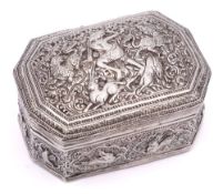 An Indo-Persian silver casket: of rectangular outline with canted corners,