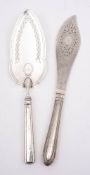 A George III silver fish slice, maker John Emes, London, 1800: initialled,