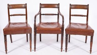 A set of six Regency mahogany dining chairs, circa 1815,: including two elbow chairs,
