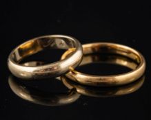 A 22 carat gold ring,: of plain polished form, stamped 22 with full London hallmarks, ring size O,