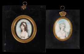 English School late 18th Century- A miniature portrait of a young lady, said to be Augusta,