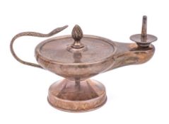 An Edwardian silver novelty cigar table lighter, maker Joseph Barham, London, 1909: initialled,