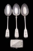 A Victorian silver Fiddle pattern tablespoon, maker Henry M Norris, Exeter, 1837: initialled,