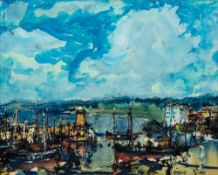 * John Rankine Barclay [1884-1962]- St Ives Harbour,:- signed, watercolour and bodycolour 24.