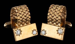 A pair of 9 carat gold and diamond cufflinks,