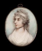 Circle of Nathaniel Plimer [1757-1822]- A miniature portrait of a lady,