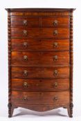 A Regency mahogany bowfront chest on chest, circa 1815,