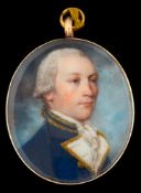 Attributed to James Nixon [1741-1812]- A miniature portrait of a naval officer,