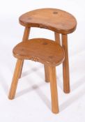 Workshop of Robert 'Mouseman' Thompson (Kilburn), Two similar English oak 'milking stools',