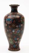 A Japanese cloisonne vase: of ovoid outline,