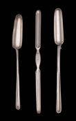 A George III silver marrow scoop, maker John Lambe, London, 1800,: monogrammed,