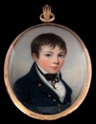 James Leakey [1775-1865]- A miniature portrait of a young Midshipman,