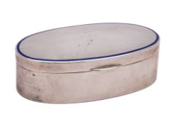 An Edward VII silver and blue enamel trinket box, maker E S Barnsley & Co, Birmingham,