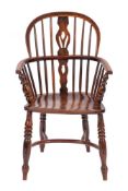 An elm and oak Windsor chair, first half 19th century,