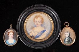 English School early 19th Century- A miniature portrait of a lady said to be Jane Moore [1748-1831],