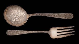 A pair of American Sterling silver salad servers, maker S Kirk & Son, Baltimore, stamped Sterling: ,