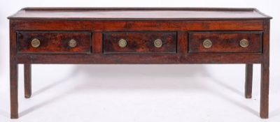 A George II or early George III oak dresser, third quarter 18th century,