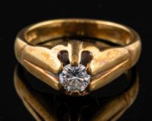 A gentleman's 18ct gold and diamond single-stone ring,