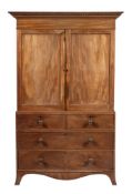 A George III mahogany linen press, last quarter 18th century,