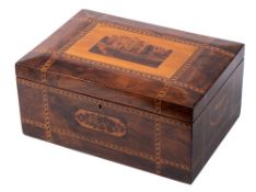 A 19th Century Tunbridge ware work box: of rectangular outline,