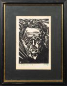 W.B. YEATS : Original scrapper board portrait by Kernoff signed in the margin. Framed and glazed.