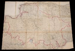 NORTH DEVON WATER : Large folding Ordnance map coloured in outline,