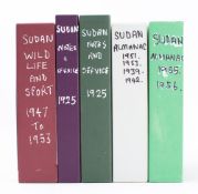 SUDAN : Almanacs 1939, 1942, 1951,1953, 1955 & 1956. Org. boards.