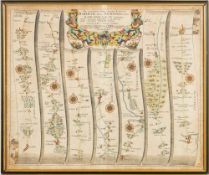 OGILBY, John : hand coloured strip road map Oakeham to Richmond.
