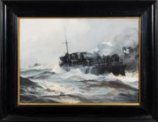 * Montague Dawson [1895-1973]- Naval convoy in stormy seas,