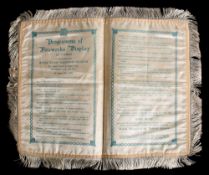 Two Royal Yacht Squadron Regatta silk commemorative programmes for the 'Grand Display of Fireworks