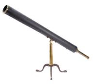 A late 19th century lacquered brass 3 inch refracting telescope, by S & B Solomons,