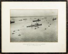 A framed photograph 'Eleven Dragonfly Helicopters of Westland manufacture at Fly-Past,
