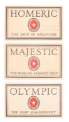 Three early 20th century White Star line brochures for RMS 'Olympic',