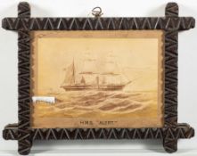 Two late 19th century framed lithographs of HMS 'Alert': HMS 'Alert' and 'HMS Alert in a heavy