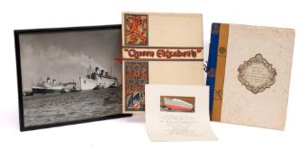 RMS Queen Mary. A launch invitation and commemorative launch programme for No.