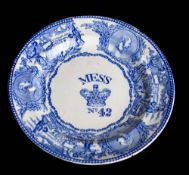 An Edwardian Royal Navy blue and white mess plate No.