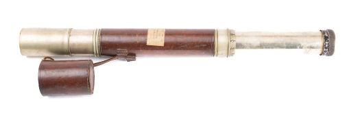 A WWII leather cased telescope by W Ottway & Co, London, No.