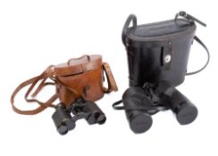 A pair of early 20th century leather cased binoculars: unsigned,