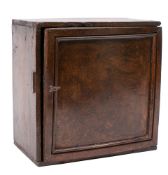An 18th Century walnut and fruitwood spice cabinet: fitted with an arrangement of seven drawers,