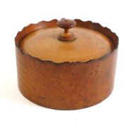 A 19th Century sycamore circular spice box and detachable cover:,
