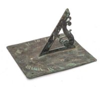 A square base sundial: with gnomon, 15cm.